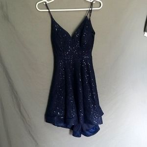 Knee length small navy blue sequin dress